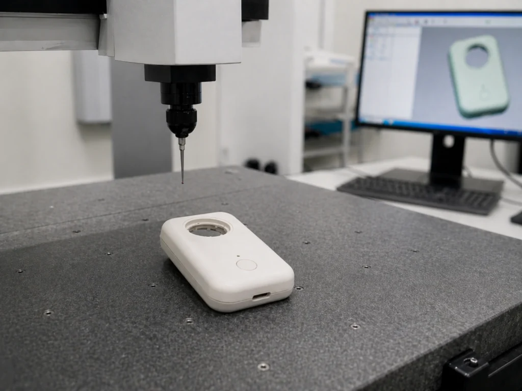 Operator checking the appearance of ABS consumer product housing after molding