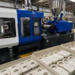 Injection molding machine site producing ABS consumer product housing parts
