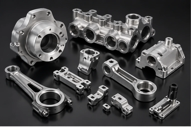 Automotive metal CNC machined parts for vehicle components and mechanical assemblies