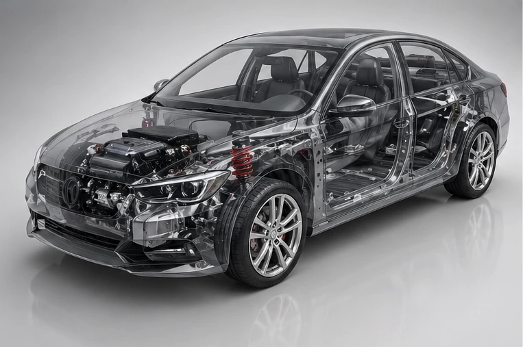 Automotive product applications using custom metal and plastic components