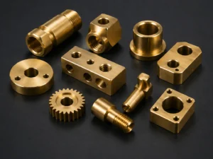 Brass CNC machined parts including fittings connectors gears and threaded components