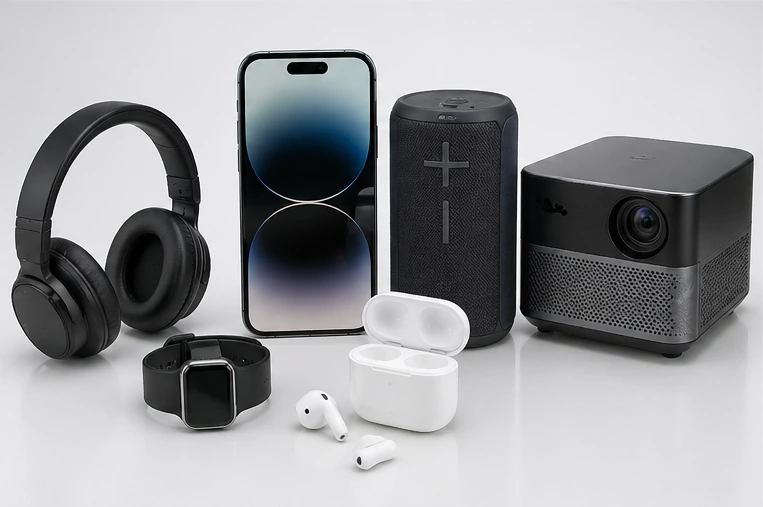 Consumer electronics products using custom plastic housings and precision components
