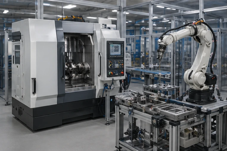 CNC machining workshop for industrial equipment components and custom manufacturing