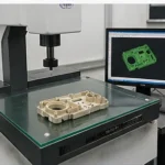 Dimensional inspection of injection molded plastic part with measuring equipment