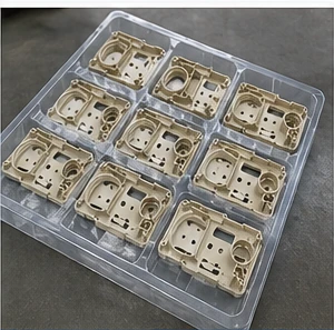 Injection molded plastic functional parts packed in protective tray