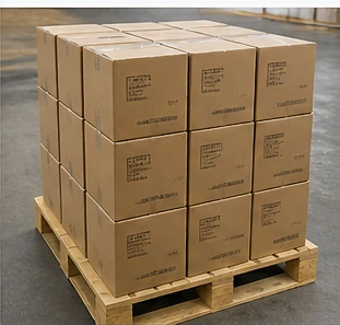 Cartons of injection molded plastic parts ready for shipment