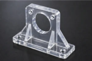 Transparent PC polycarbonate CNC machined bracket with holes and support ribs