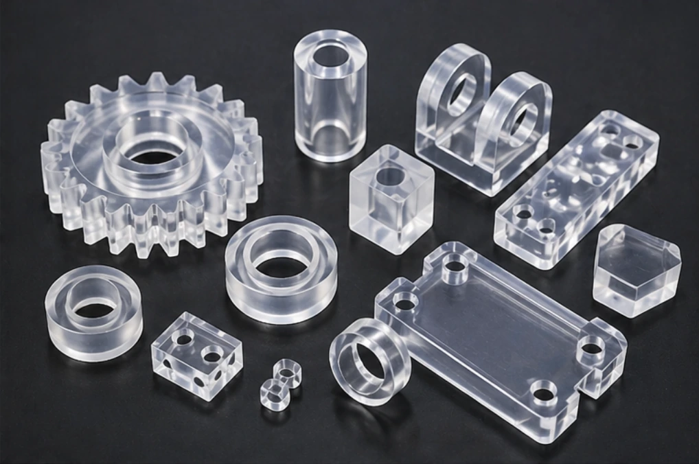 PC polycarbonate machined parts including gears blocks brackets and transparent components