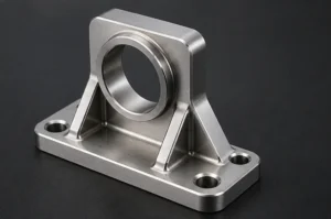 Precision stainless steel CNC machined bracket with mounting holes and support ribs