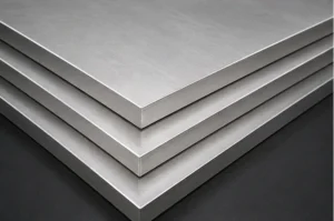 Stacked stainless steel metal plates for custom machining and industrial applications