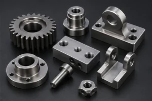 Assorted steel CNC machined parts for industrial and mechanical applications