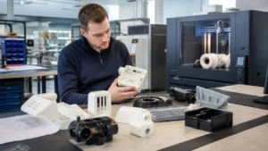 3D printing services for custom plastic prototype parts in a professional workshop