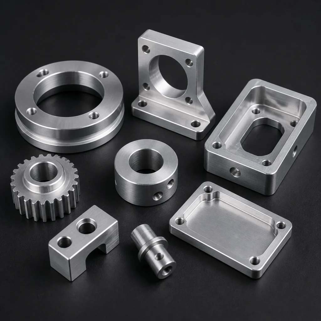Assorted precision machined aluminum alloy parts and components