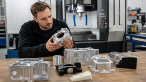 CNC prototyping services for custom metal and plastic parts in a professional workshop