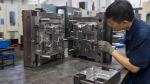 Custom die casting mold inspection in a professional manufacturing workshop