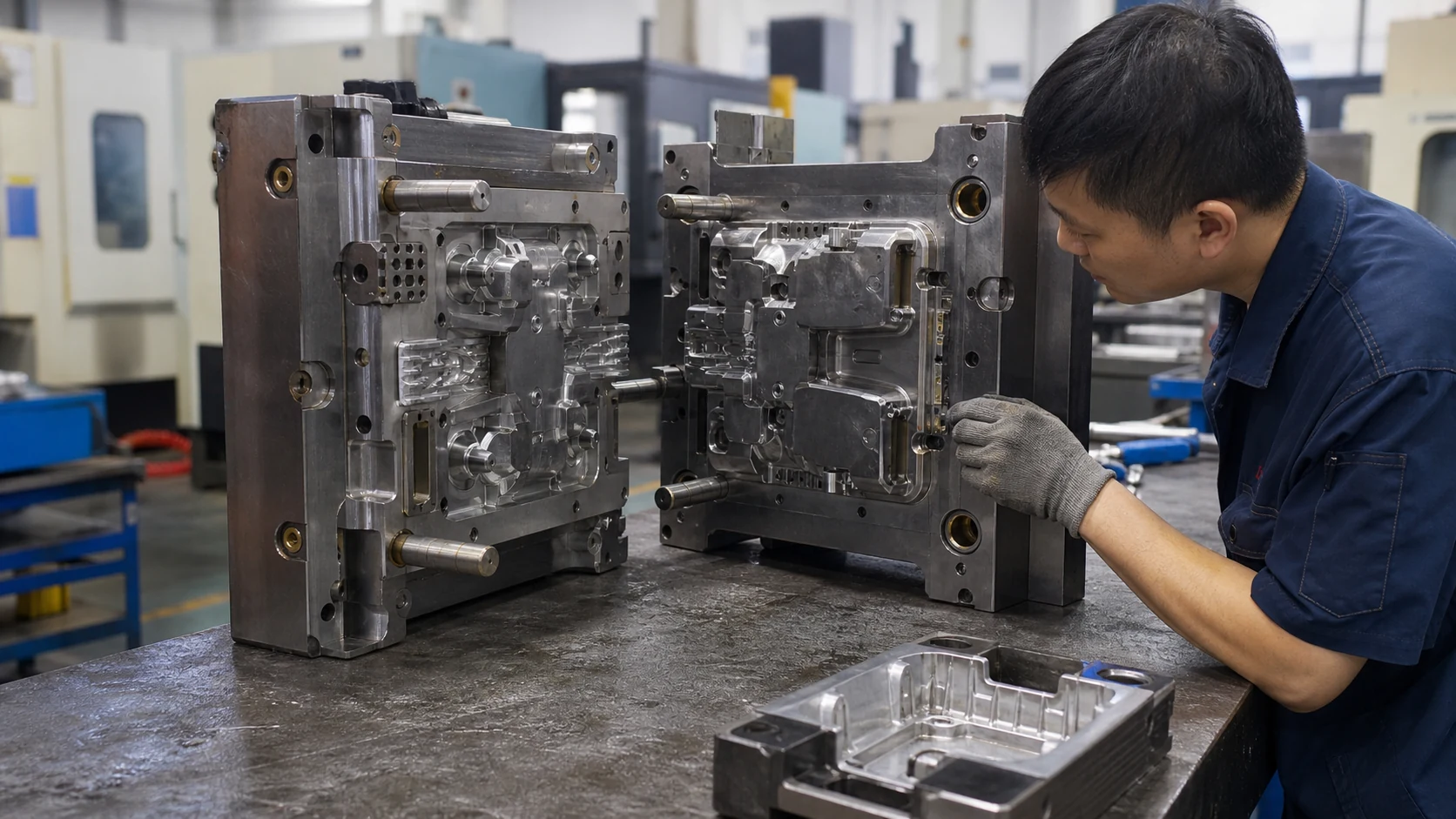 Custom die casting mold inspection in a professional manufacturing workshop