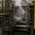 Die casting mold opening with steam during zinc alloy component production