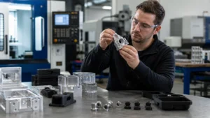 Low-volume production services for custom plastic and metal parts in a professional workshop