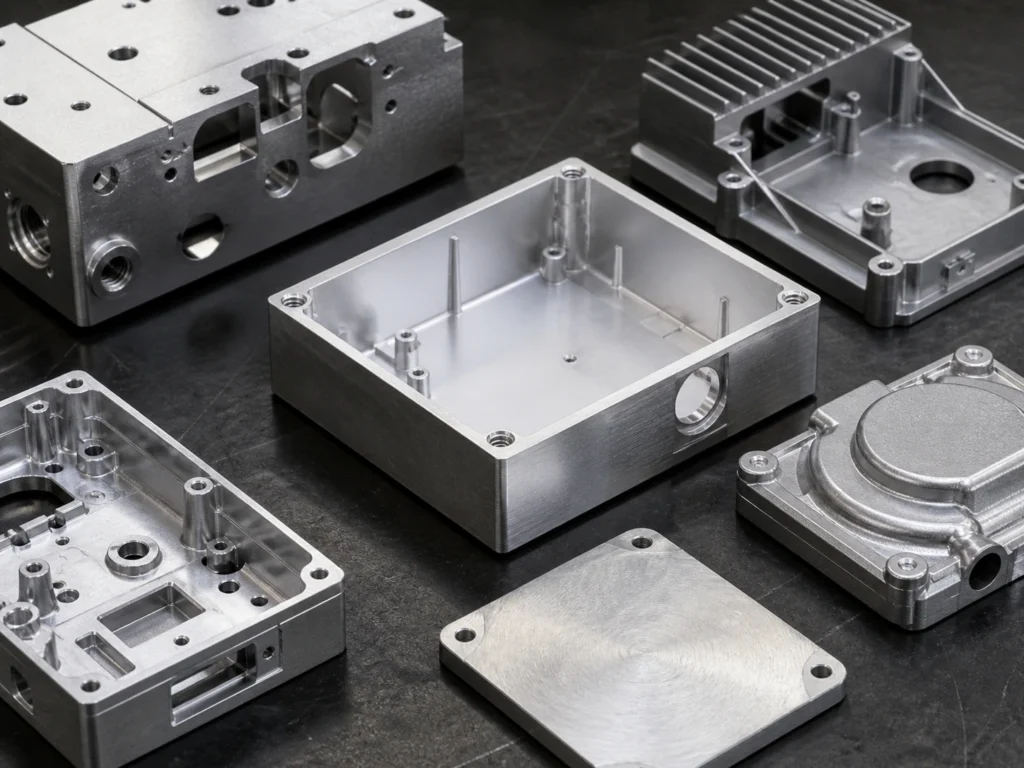 CNC machined metal enclosures with precision holes and mounting features