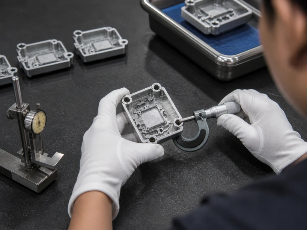 Micrometer inspection of a zinc alloy die cast electronic component