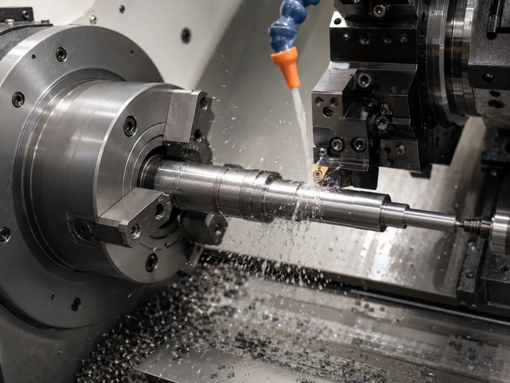 CNC turning machining process for custom precision metal shaft parts