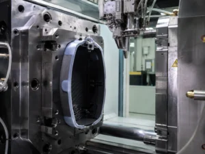 Overmolding and insert molding process inside injection mold tooling