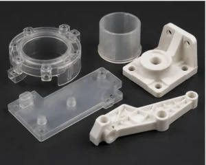 PBT and PET transparent and white molded parts for functional plastic applications