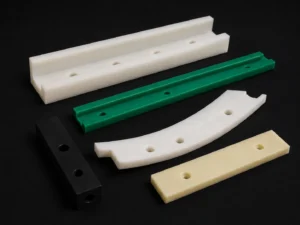 PE HDPE and UHMWPE guide rails wear strips and machined plastic parts