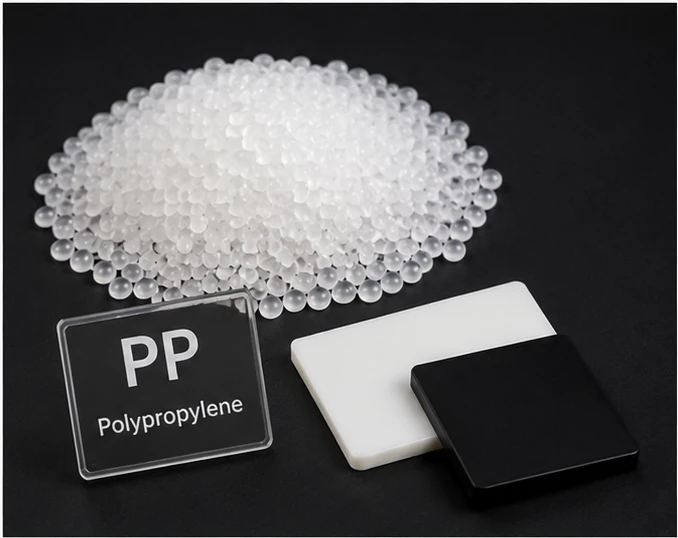 PP polypropylene material pellets and sample plates for custom molded parts