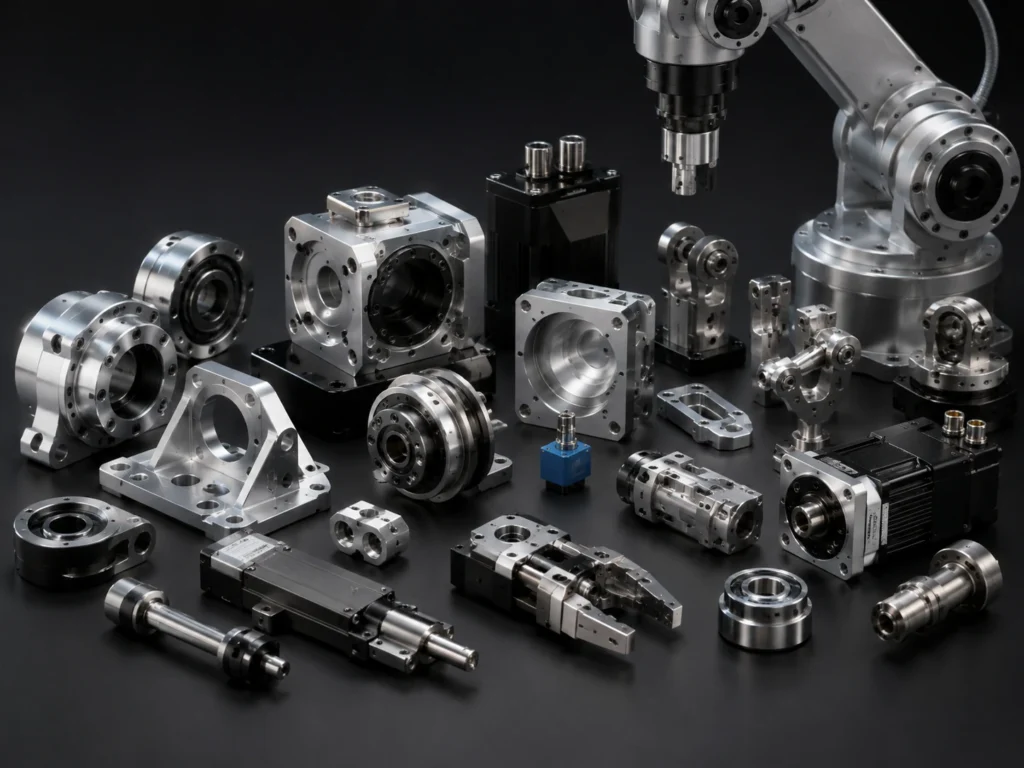 Robotics and automation CNC machined components including housings shafts and gripper parts