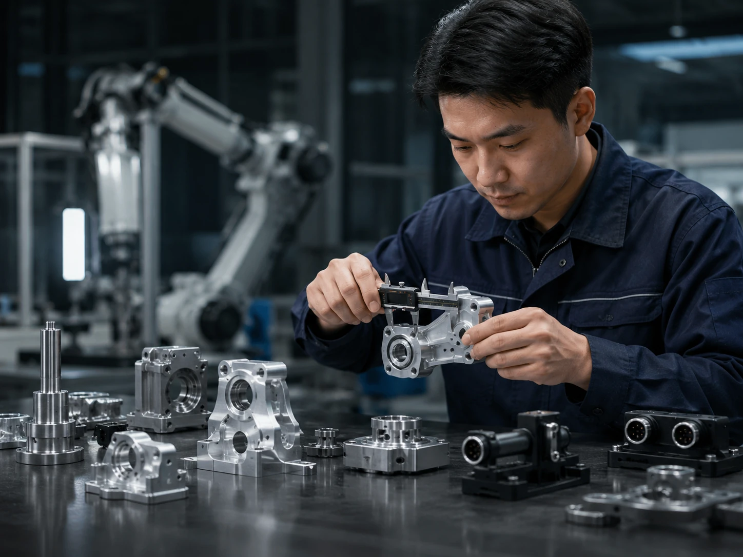 Robotics and automation parts quality inspection with CNC machined aluminum components